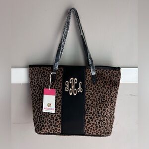Leopard Print Tote with Black Accents